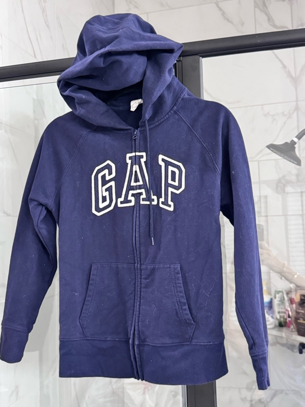 GAP Navy Full-Zip Hooded Sweatshirt with White Logo